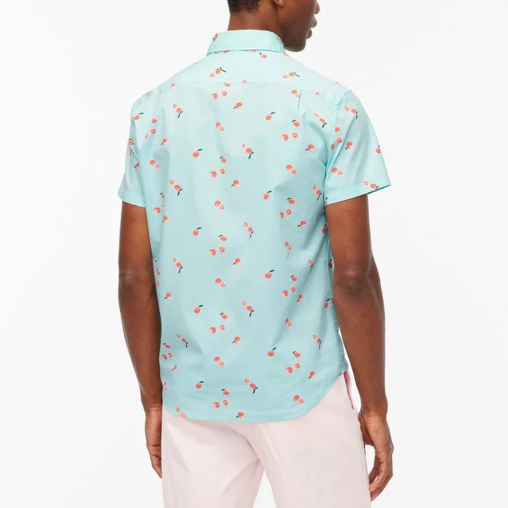 NWT J. Crew Mens Size XL Slim Short-Sleeve Cherry Print Flex Casual Shirt NEW